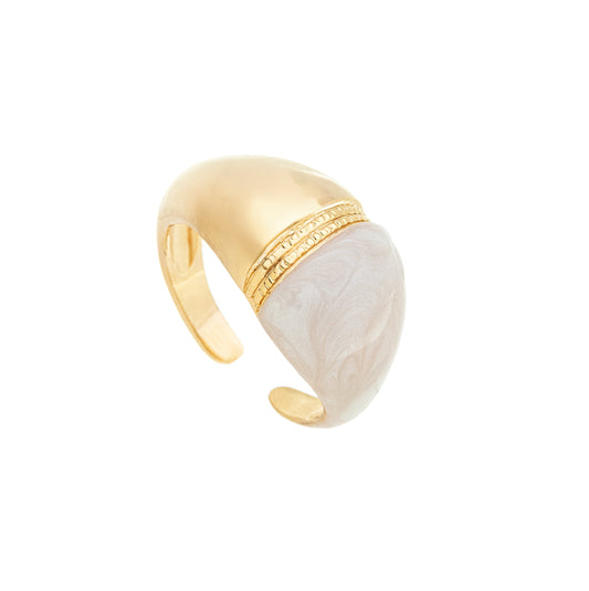 Anel esmaltado regulável banhado a ouro 18k - Biju & Cia.