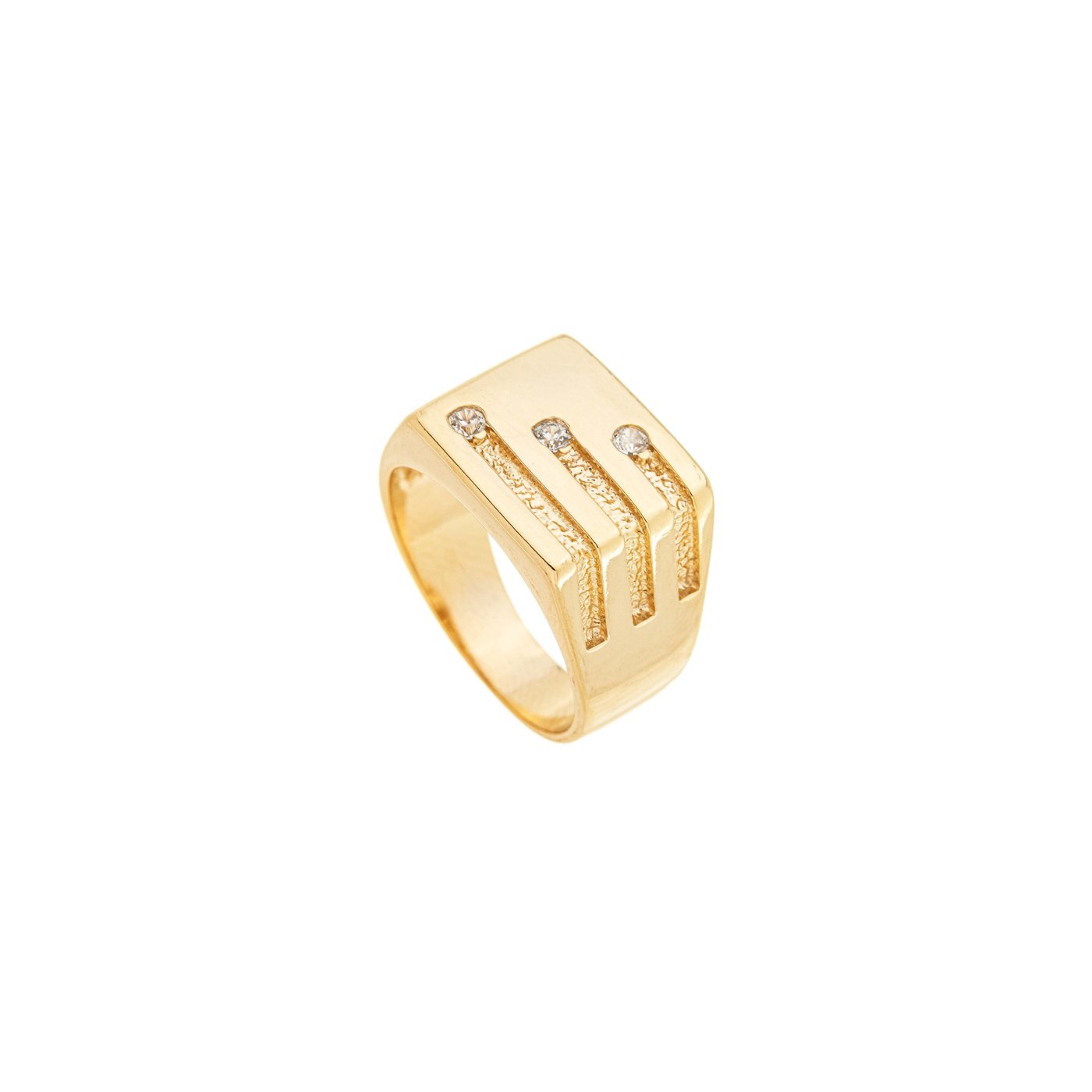 Anel de dedinho quadrado com zircônias banhado a ouro 18k