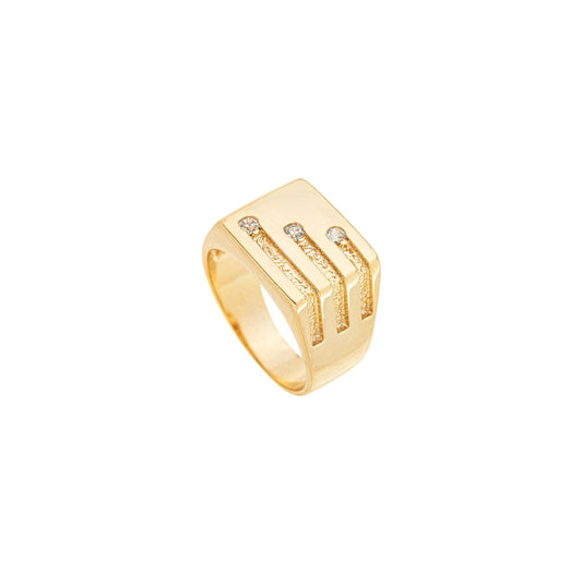 Anel de dedinho quadrado com zircônias banhado a ouro 18k