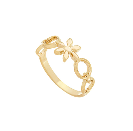 Anel com flor banhado a ouro 18k - Biju & Cia.