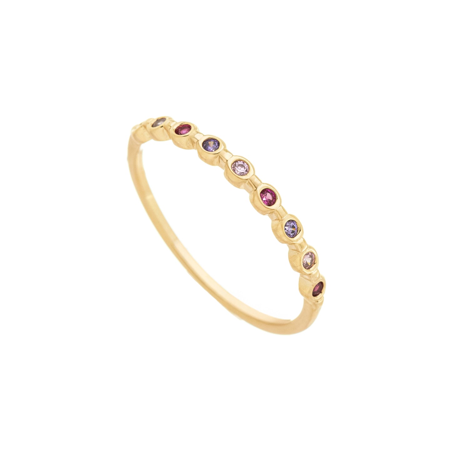 Anel com zircônias coloridas banhado a ouro 18k - Biju & Cia.