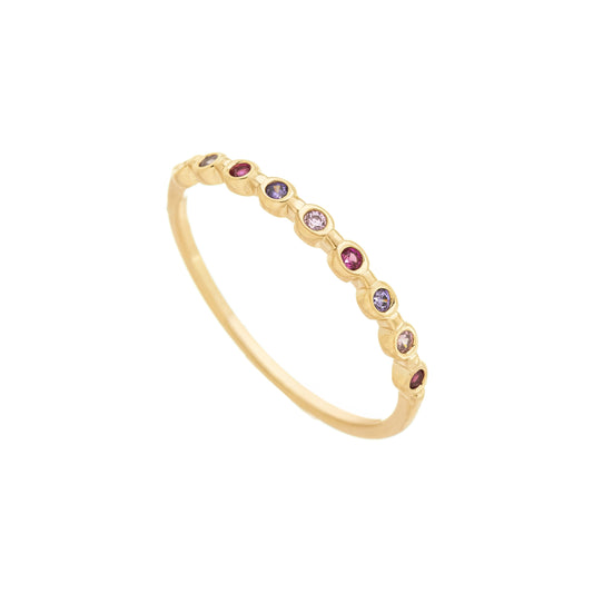 Anel com zircônias coloridas banhado a ouro 18k - Biju & Cia.