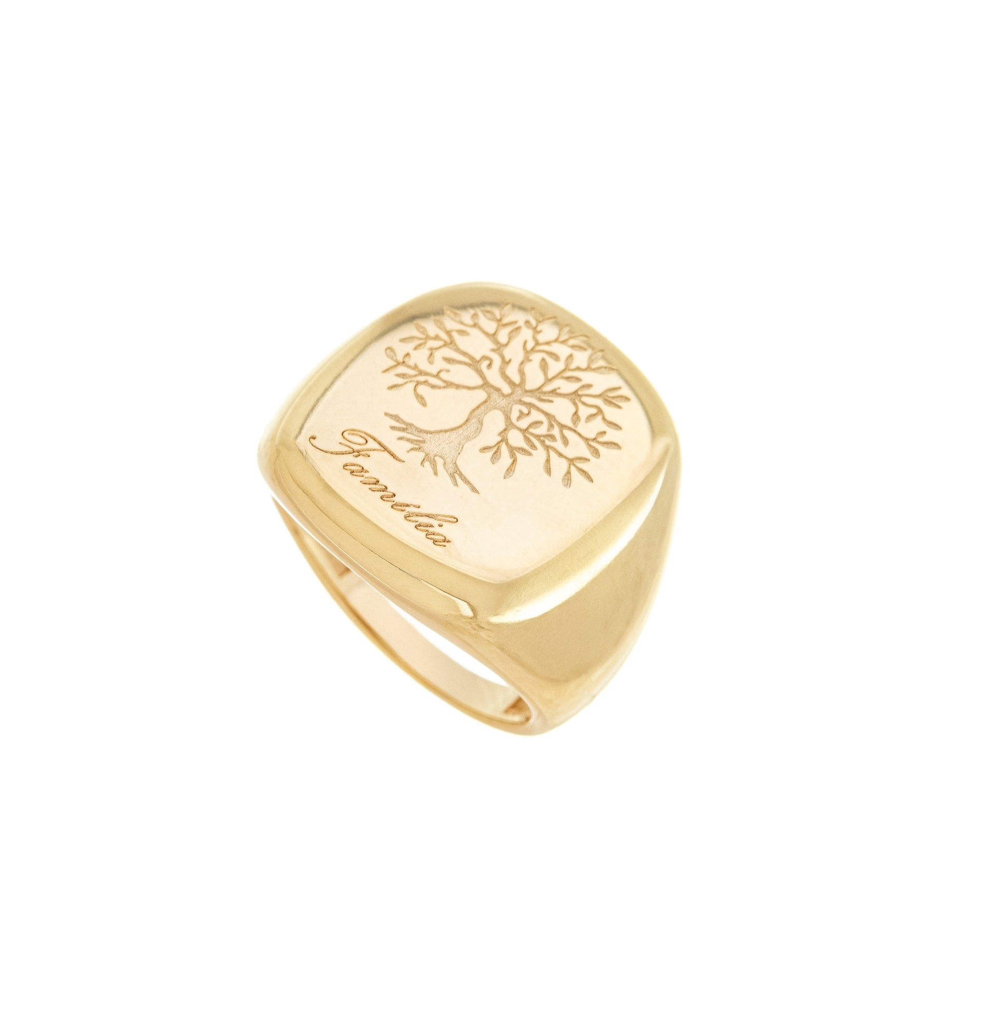 Anel de dedinho com árvore da vida 'família' banhado a ouro 18k - Biju & Cia.