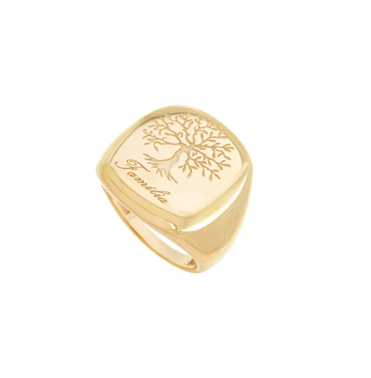 Anel de dedinho com árvore da vida 'família' banhado a ouro 18k - Biju & Cia.