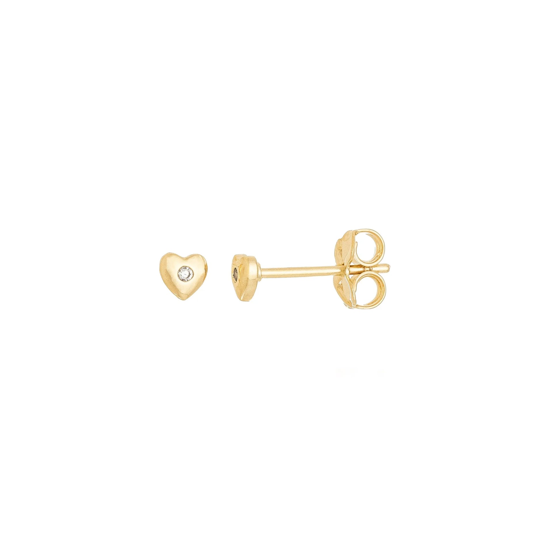Brinco coração com pedra baby banhado a ouro 18k - Biju & Cia.