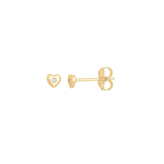 Brinco coração com pedra baby banhado a ouro 18k - Biju & Cia.