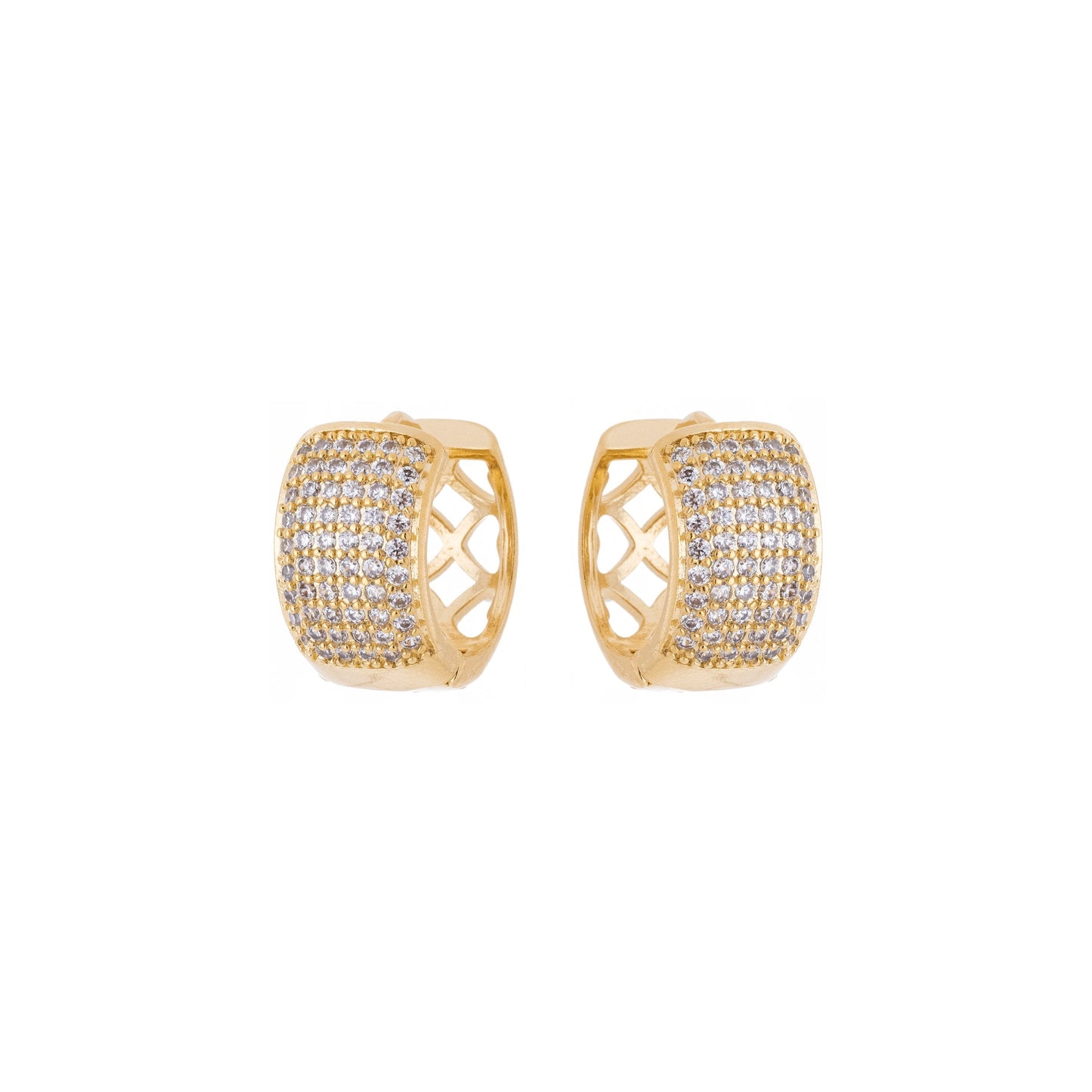 Argola grossa com zircônias banhada a ouro 18k - Biju & Cia.