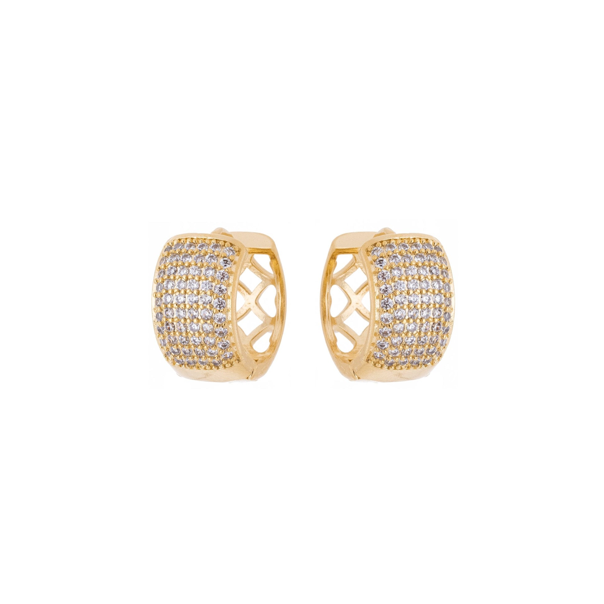 Argola grossa com zircônias banhada a ouro 18k - Biju & Cia.