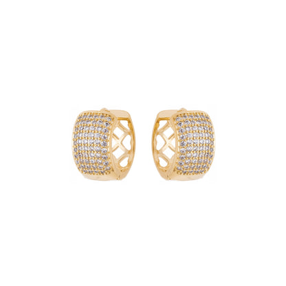 Argola grossa com zircônias banhada a ouro 18k - Biju & Cia.