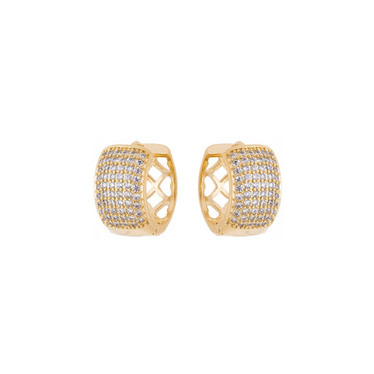Argola grossa com zircônias banhada a ouro 18k - Biju & Cia.