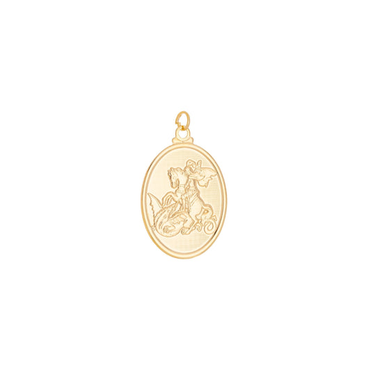 Pingente oval de São Jorge banhado a ouro 18k - Biju & Cia.