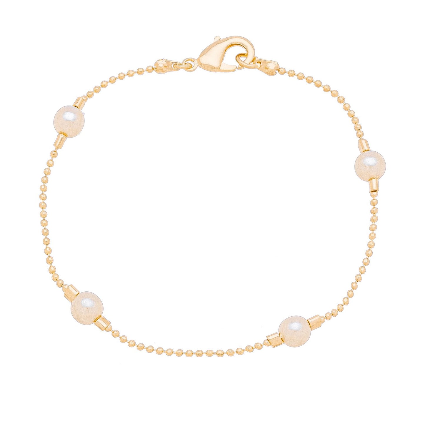 Pulseira pérolas banhada a ouro 18k