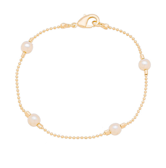 Pulseira pérolas banhada a ouro 18k