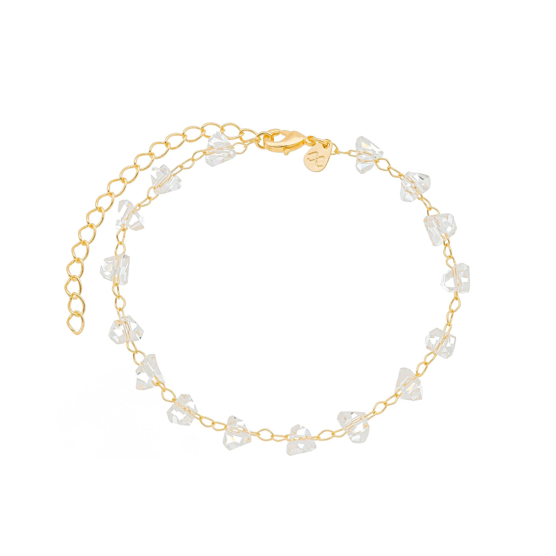 Pulseira com cristais banhada a ouro 18k - Biju & Cia.