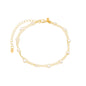 Pulseira de corações e pérola banhada a ouro 18k - Biju & Cia.