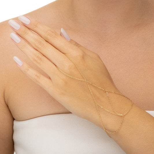 Pulseira handchain banhada a ouro 18k