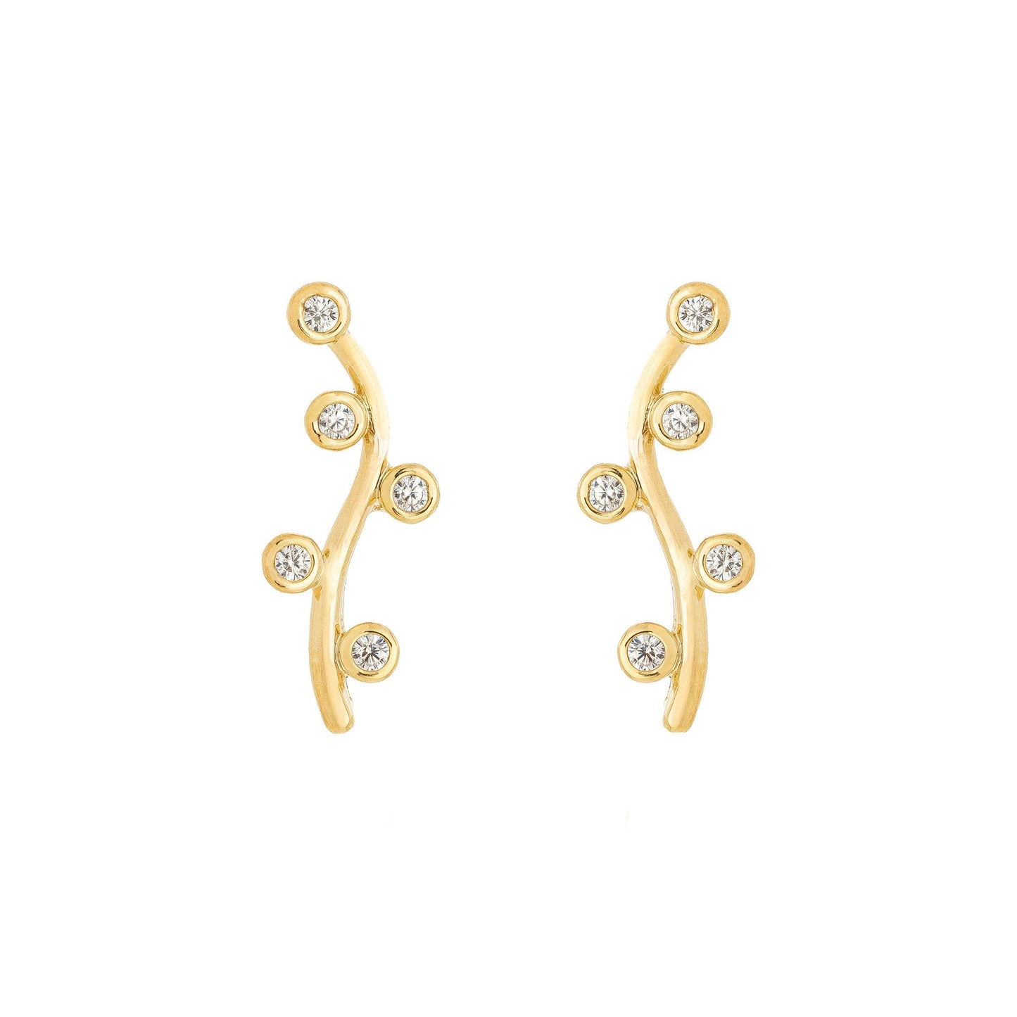 Brinco curvado com zircônias banhado a ouro 18k - Biju & Cia.