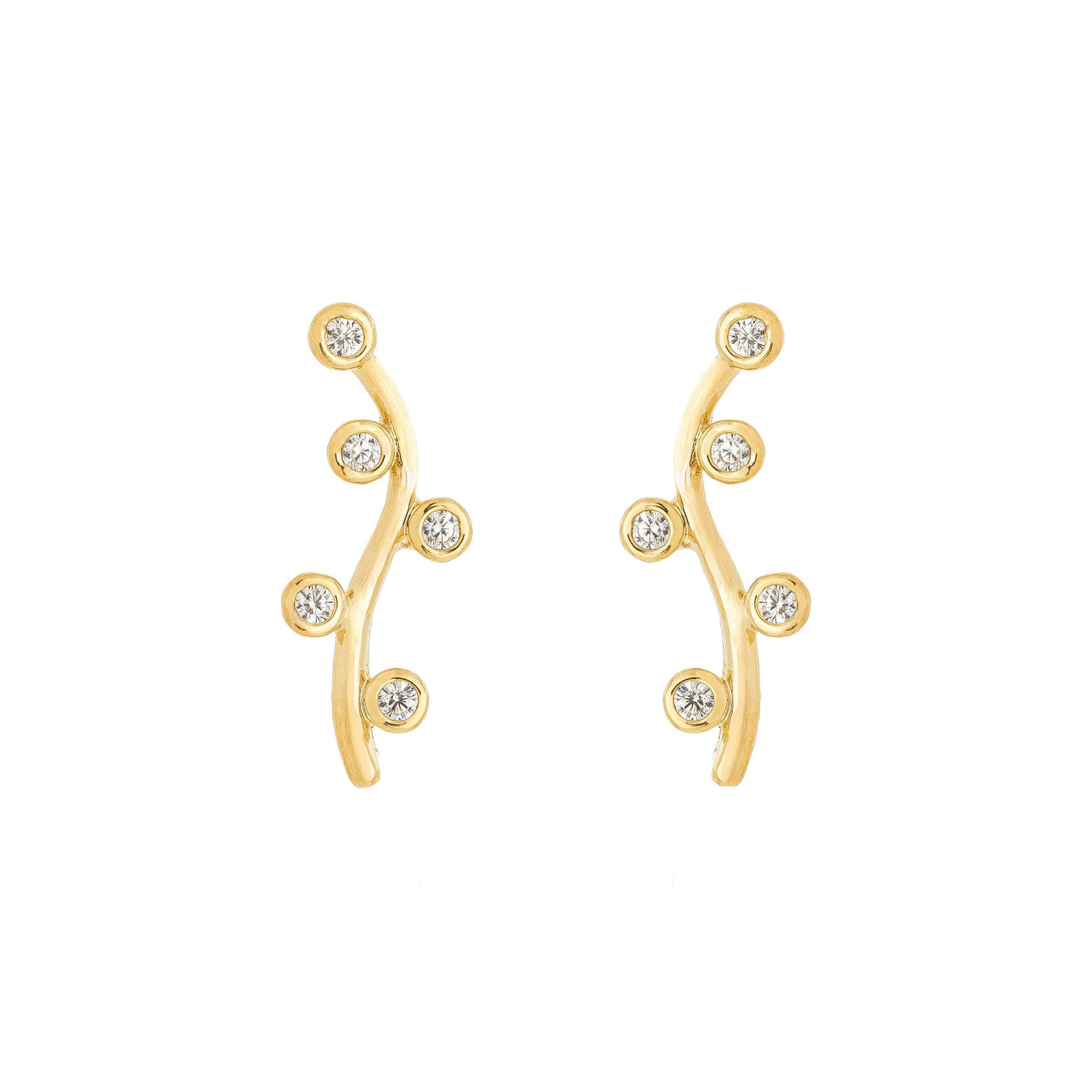 Brinco curvado com zircônias banhado a ouro 18k - Biju & Cia.