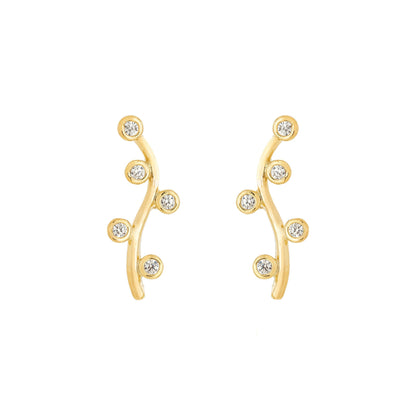 Brinco curvado com zircônias banhado a ouro 18k - Biju & Cia.