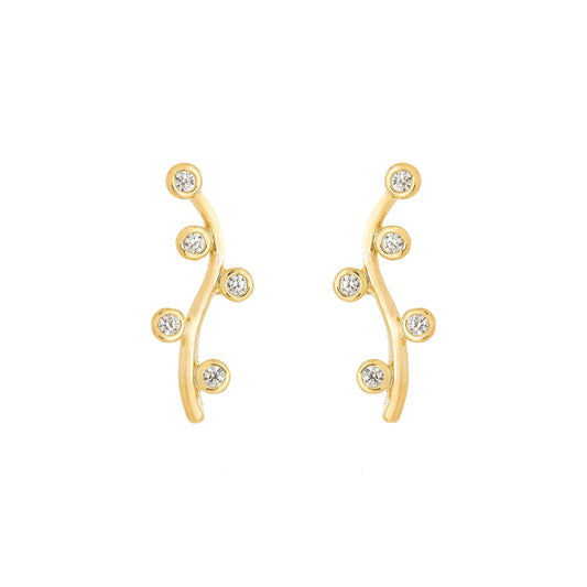 Brinco curvado com zircônias banhado a ouro 18k - Biju & Cia.