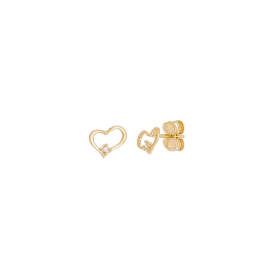 Brinco de coração com pedra banhado a ouro 18k - Biju & Cia.