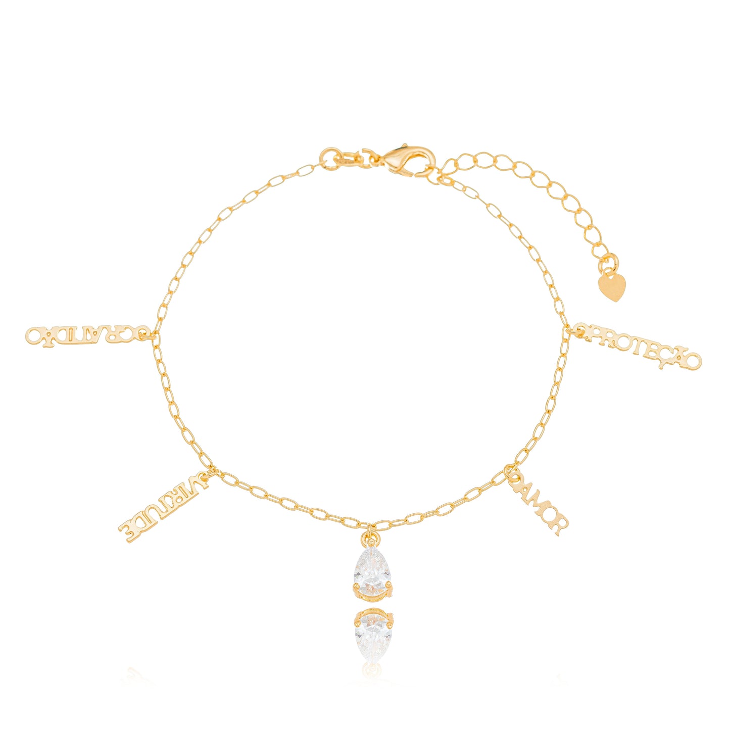 Pulseira com dizeres banhada a ouro 18k