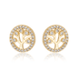 Brinco árvore da vida com zircônias banhado a ouro 18k - Biju & Cia.