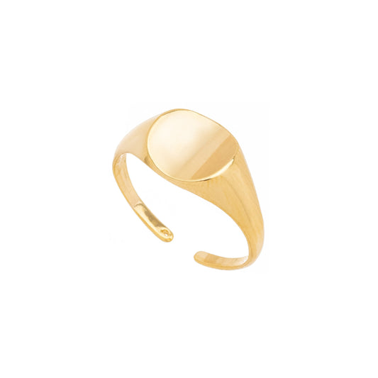 Anel liso regulável banhado a ouro 18k - Biju & Cia.