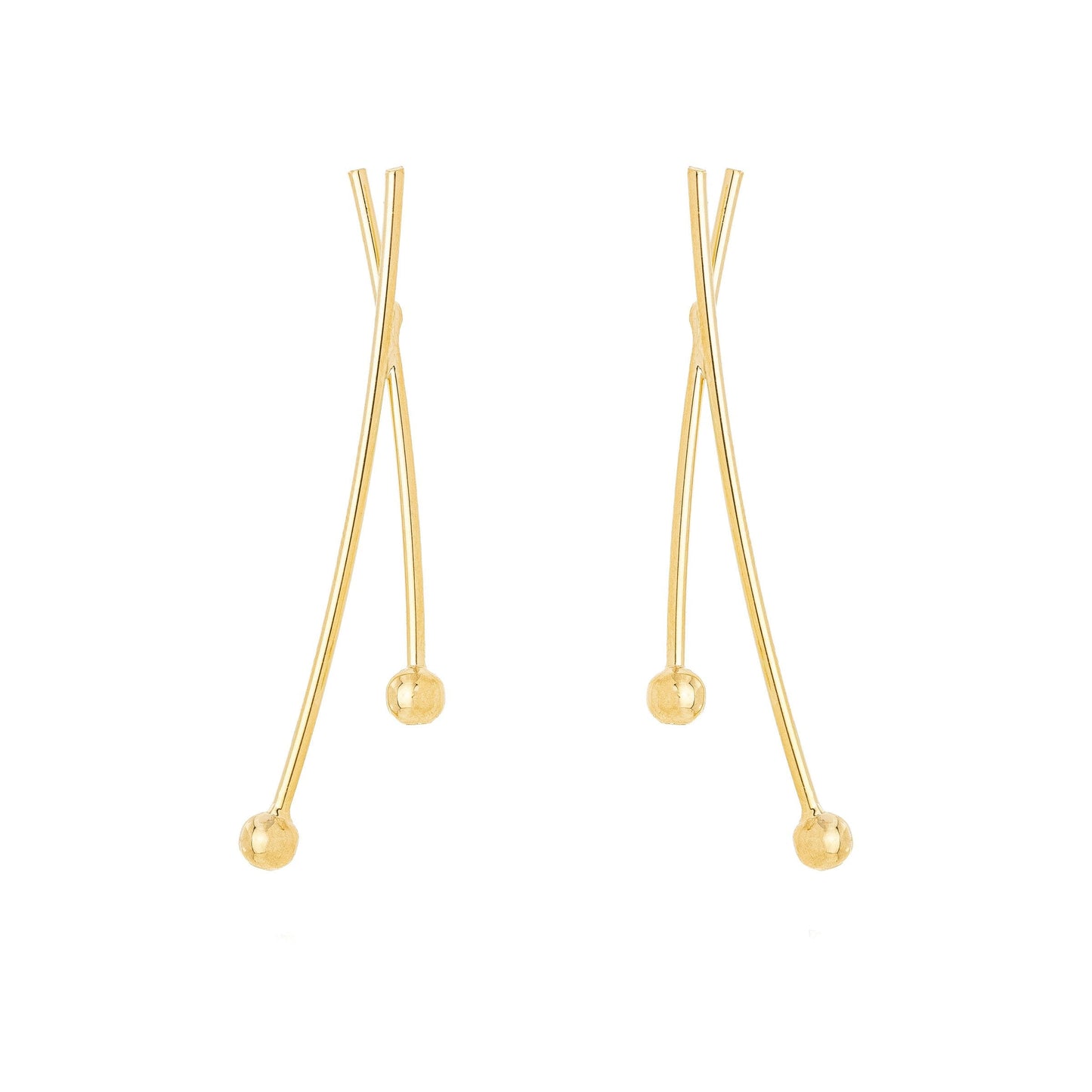 Brinco de palito e bolinha banhado a ouro 18k - Biju & Cia.