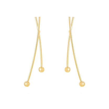 Brinco de palito e bolinha banhado a ouro 18k - Biju & Cia.