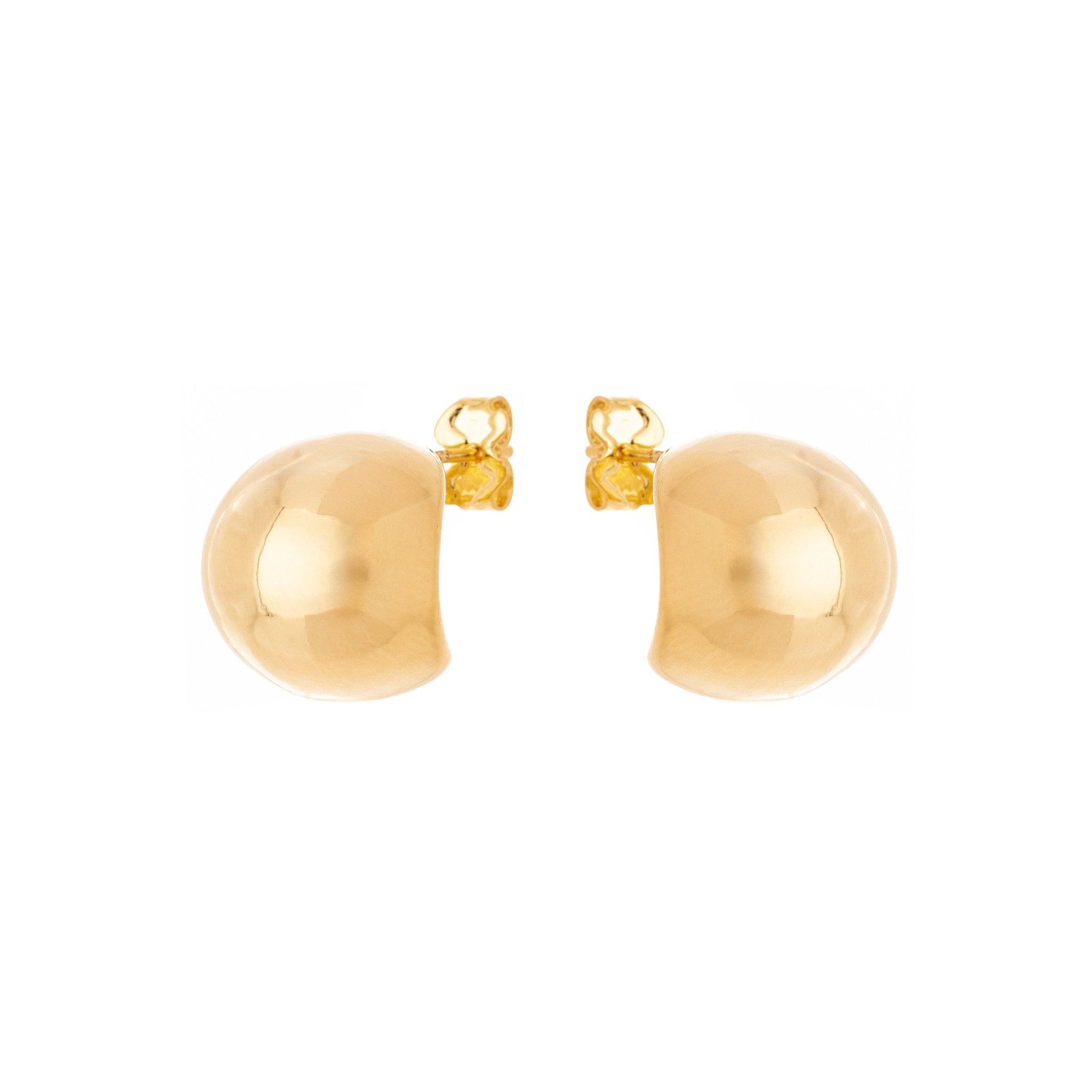 Brinco meia bola banhado a ouro 18k - Biju & Cia.