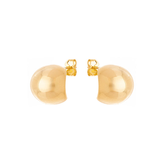 Brinco meia bola banhado a ouro 18k - Biju & Cia.