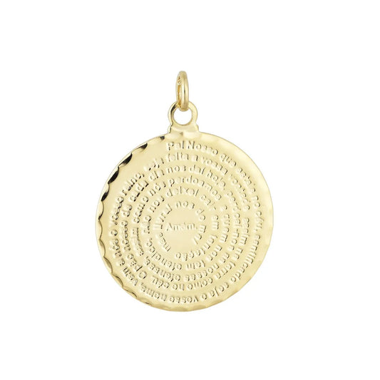 Pingente de medalha da oração 'Pai Nosso' banhado a ouro 18k - Biju & Cia.