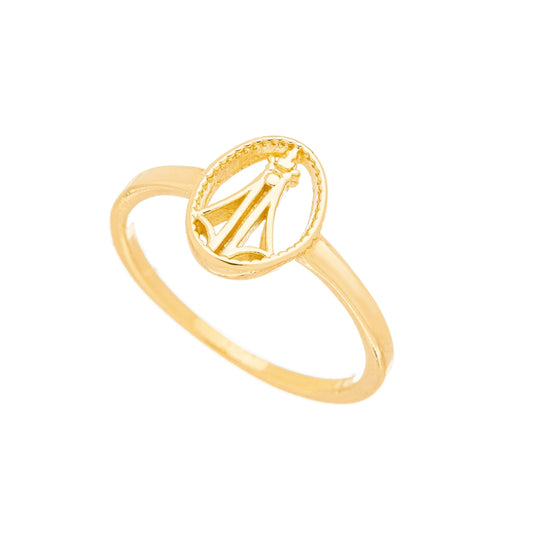 Anel nossa senhora aparecida banhado a ouro 18k - Biju & Cia.