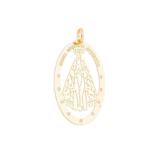 Pingente de Nossa Senhora Aparecida banhado a ouro 18k - Biju & Cia.