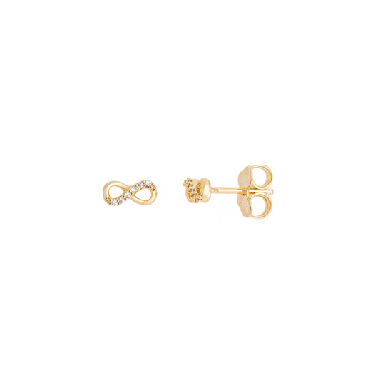 Brinco de infinito com zircônias banhado a ouro 18k