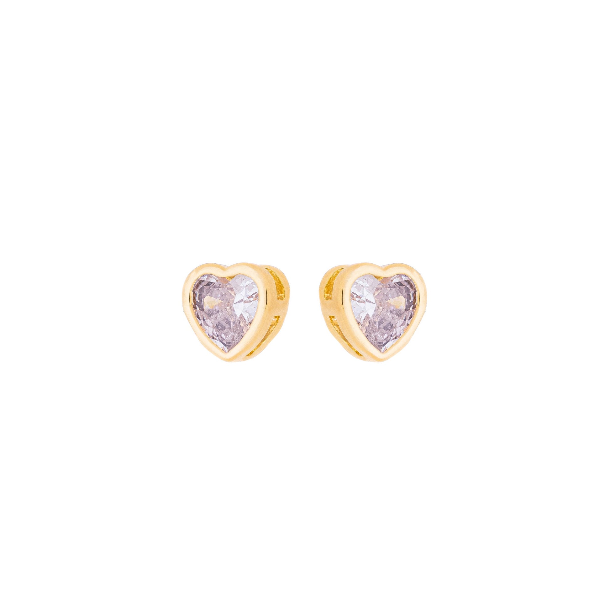 Brinco de coração de zircônia banhado a ouro 18k - Biju & Cia.