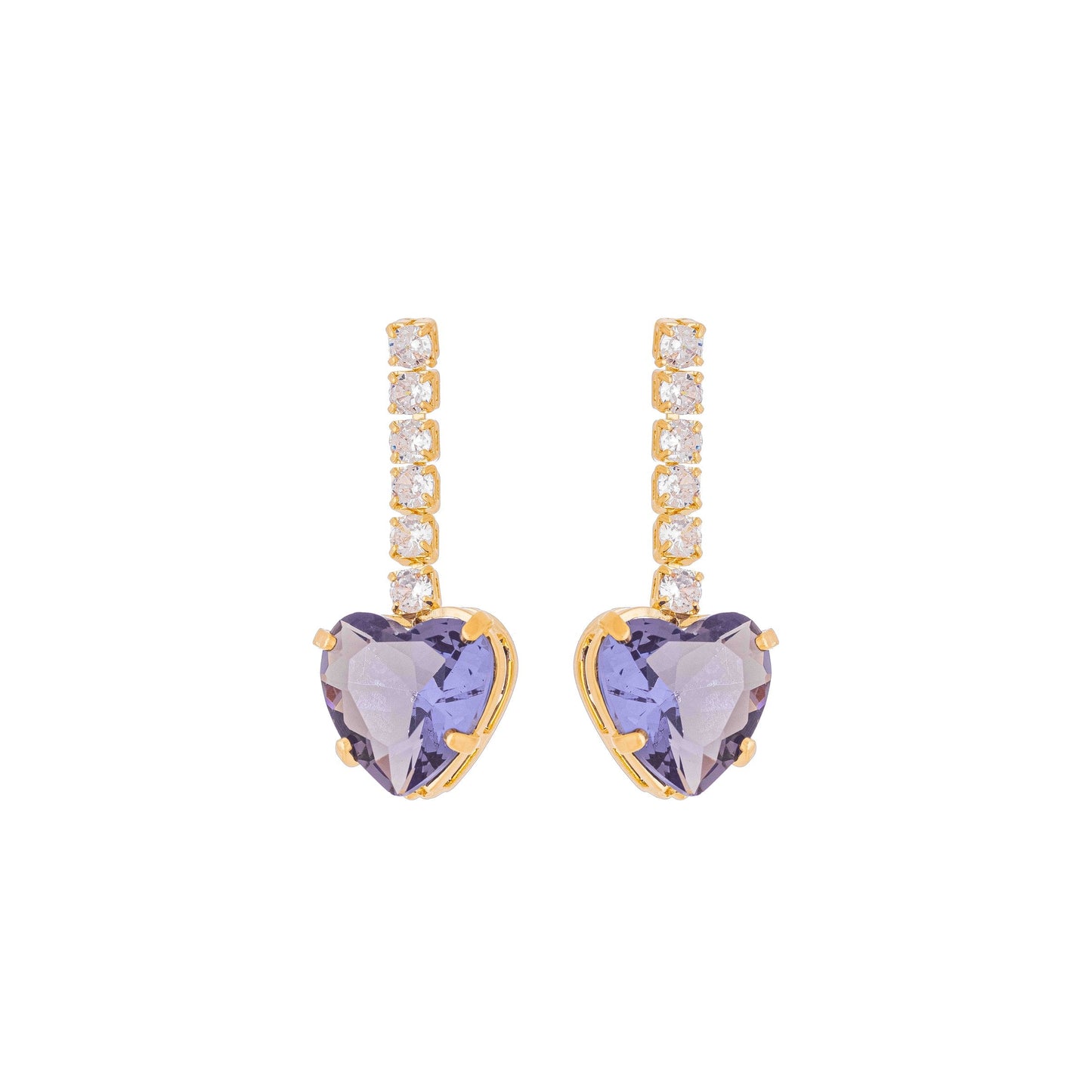 Brinco coração com pedra e zircônia banhado a ouro 18k - Biju & Cia.