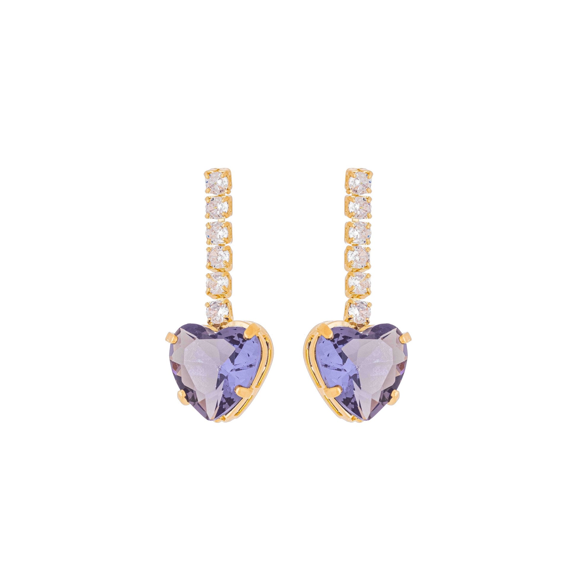 Brinco coração com pedra e zircônia banhado a ouro 18k - Biju & Cia.