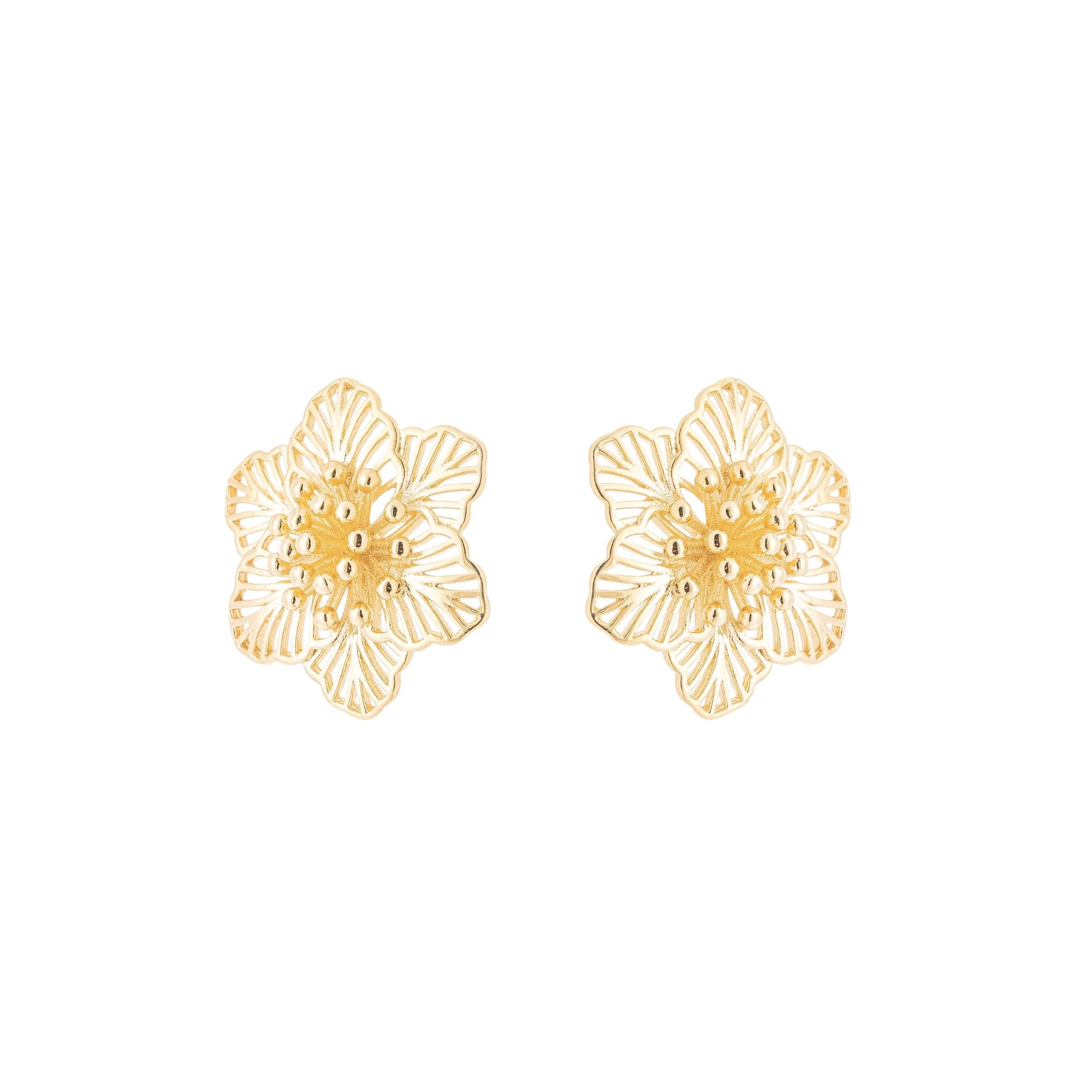 Brinco flor banhado a ouro 18k - Biju & Cia.