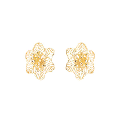 Brinco flor banhado a ouro 18k - Biju & Cia.