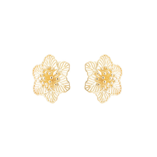 Brinco flor banhado a ouro 18k - Biju & Cia.