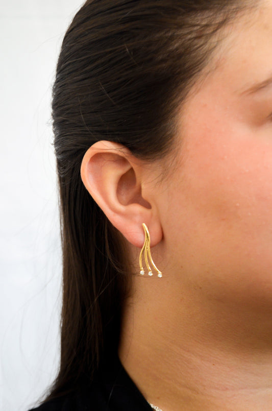 Brinco com zircônias banhado a ouro 18k - Biju & Cia.