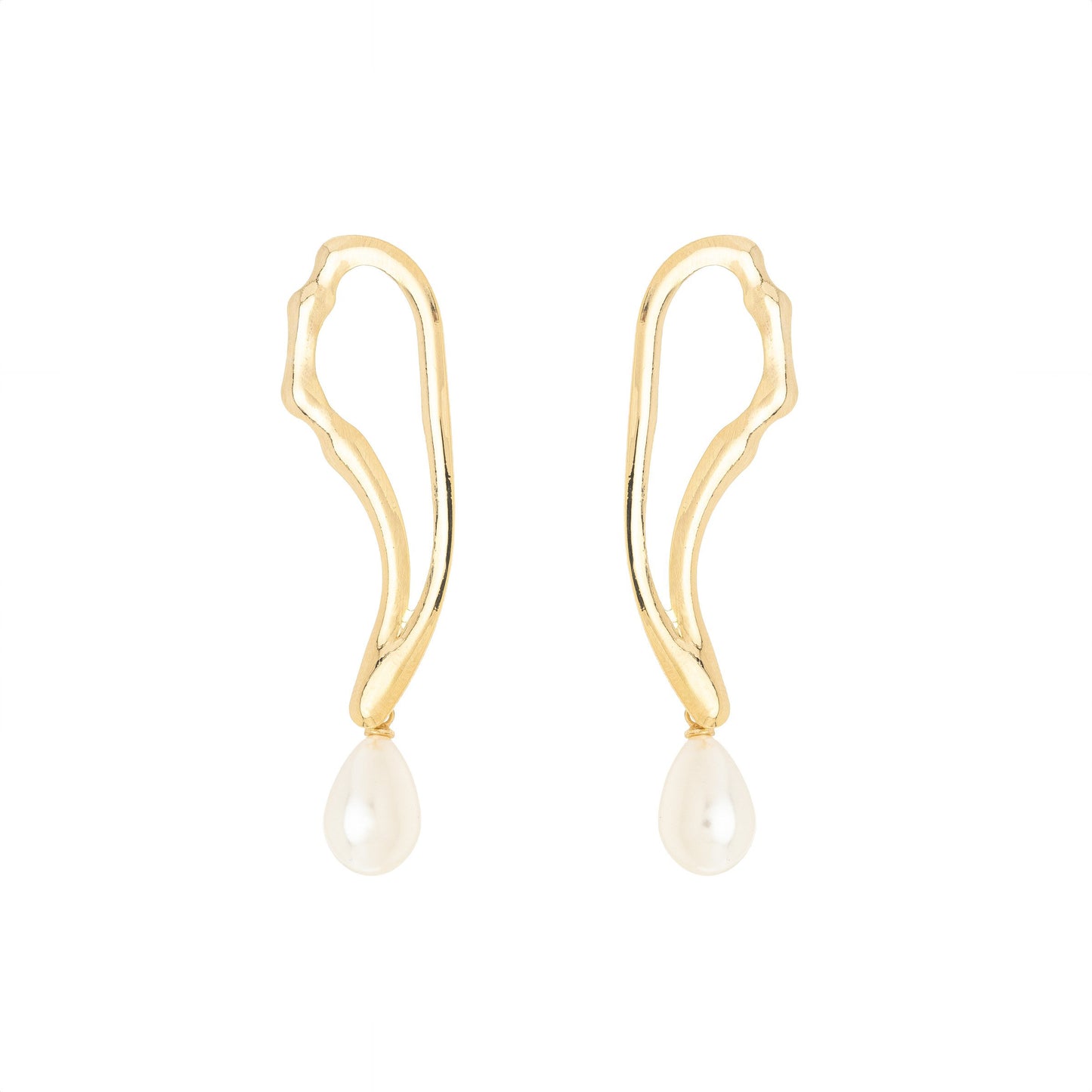 Brinco com pérola gota banhado a ouro 18k - Biju & Cia.