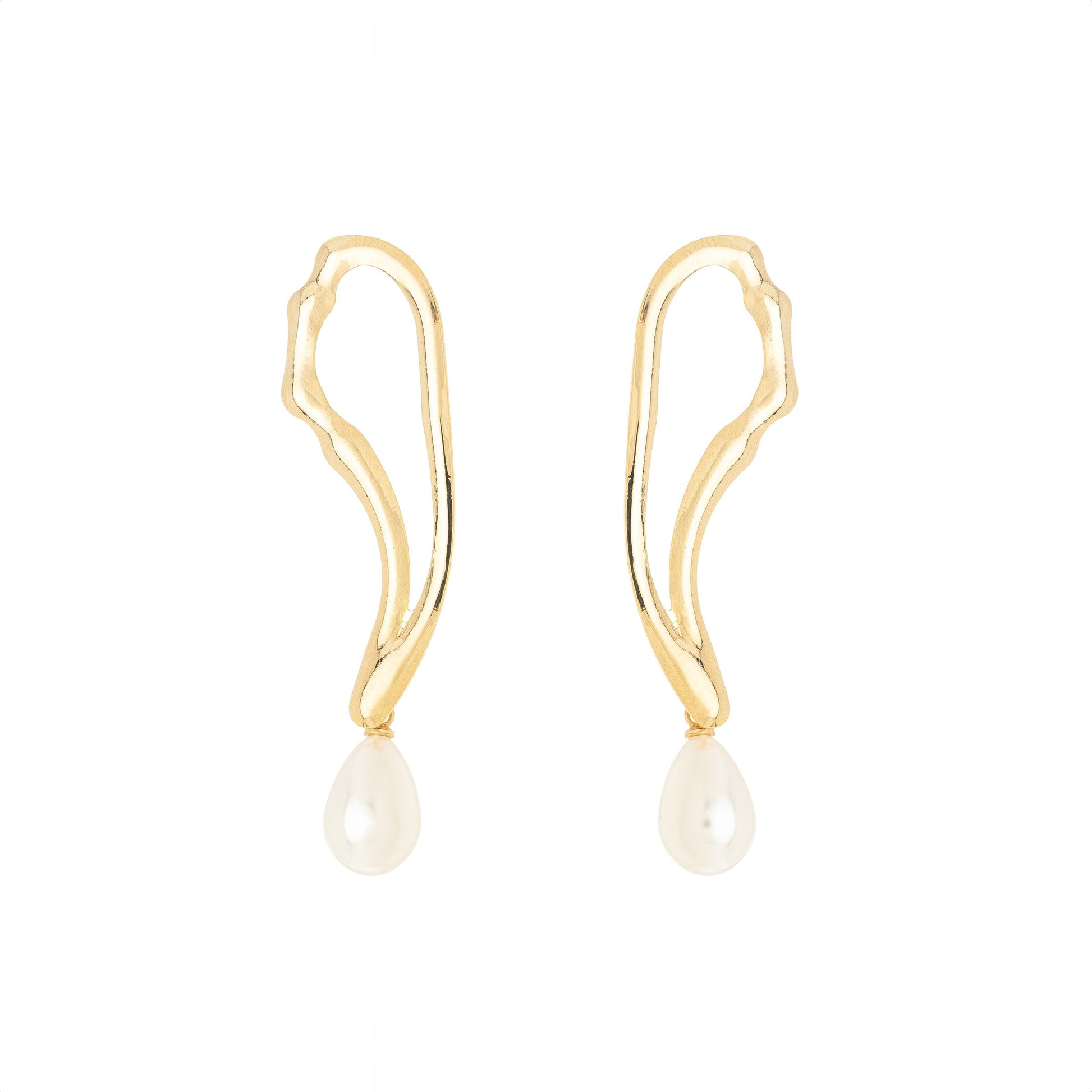 Brinco com pérola gota banhado a ouro 18k - Biju & Cia.