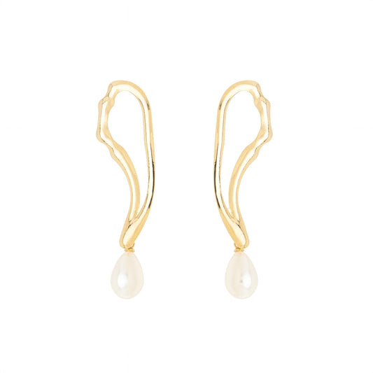 Brinco com pérola gota banhado a ouro 18k - Biju & Cia.