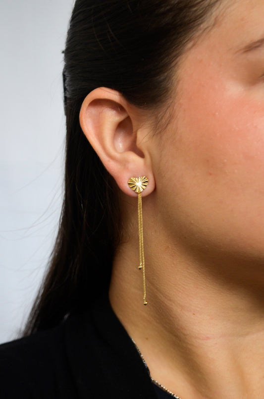 Brinco de corrente com coração banhado a ouro 18k - Biju & Cia.