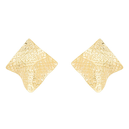 Brinco losango trabalhado banhado a ouro 18k - Biju & Cia.