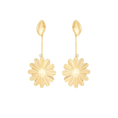 Brinco flor com pedra banhado a ouro 18k - Biju & Cia.