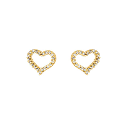 Brinco coração com zircônias banhado a ouro 18k - Biju & Cia.